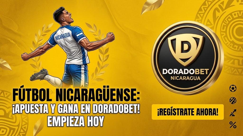Jugador de fútbol con camiseta de Nicaragua celebrando; apuestas en fútbol nicaragüense
